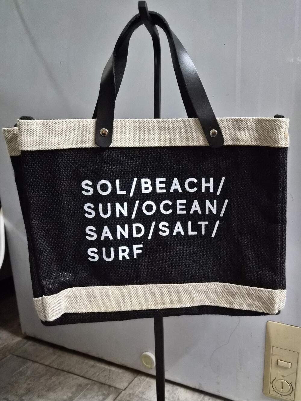 SANTA BARBARA DESIGN STUDIO Black Canvas Beach Tote with Natural Trim
